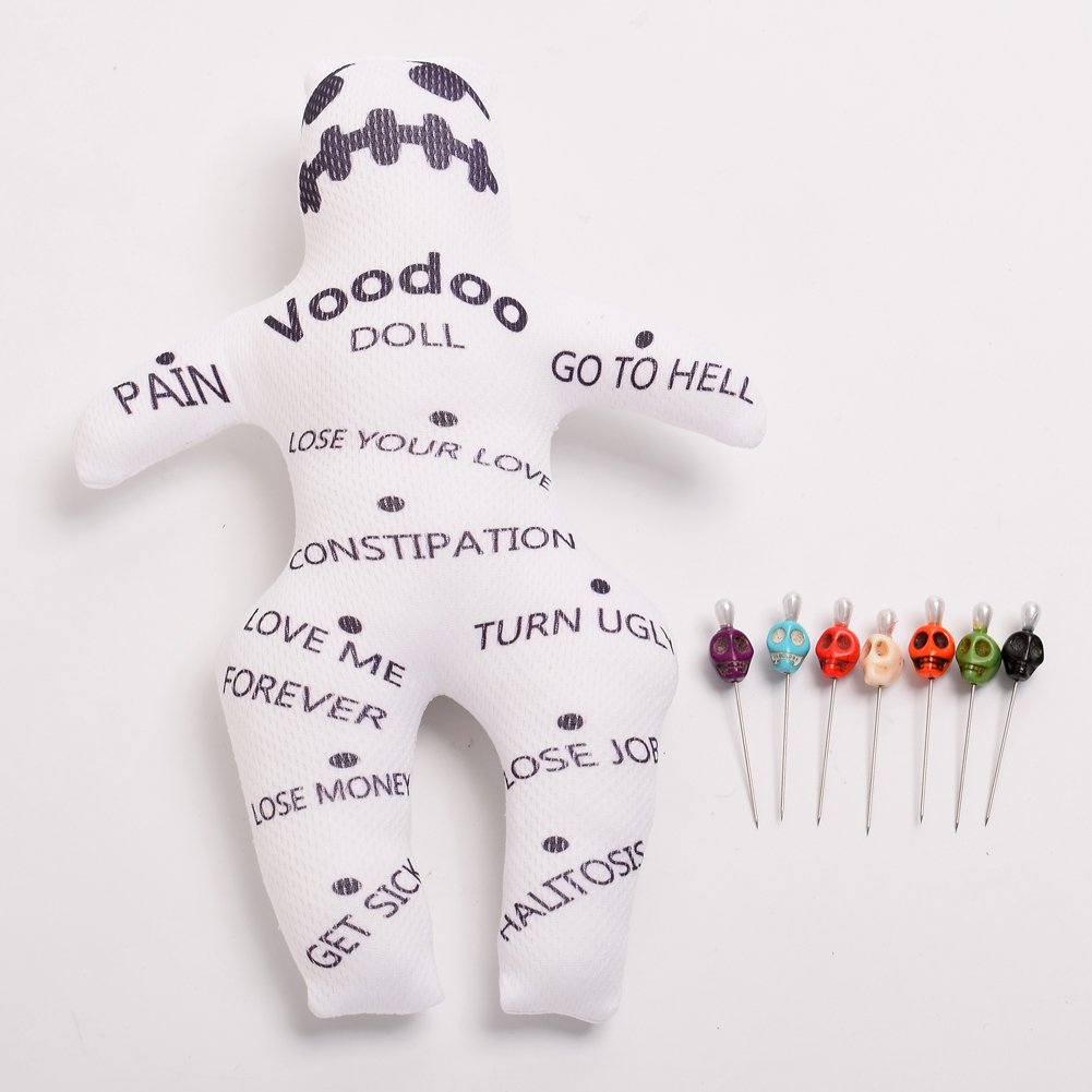 BLESSUME Magic Voodoo Doll with 7 Skull Pins