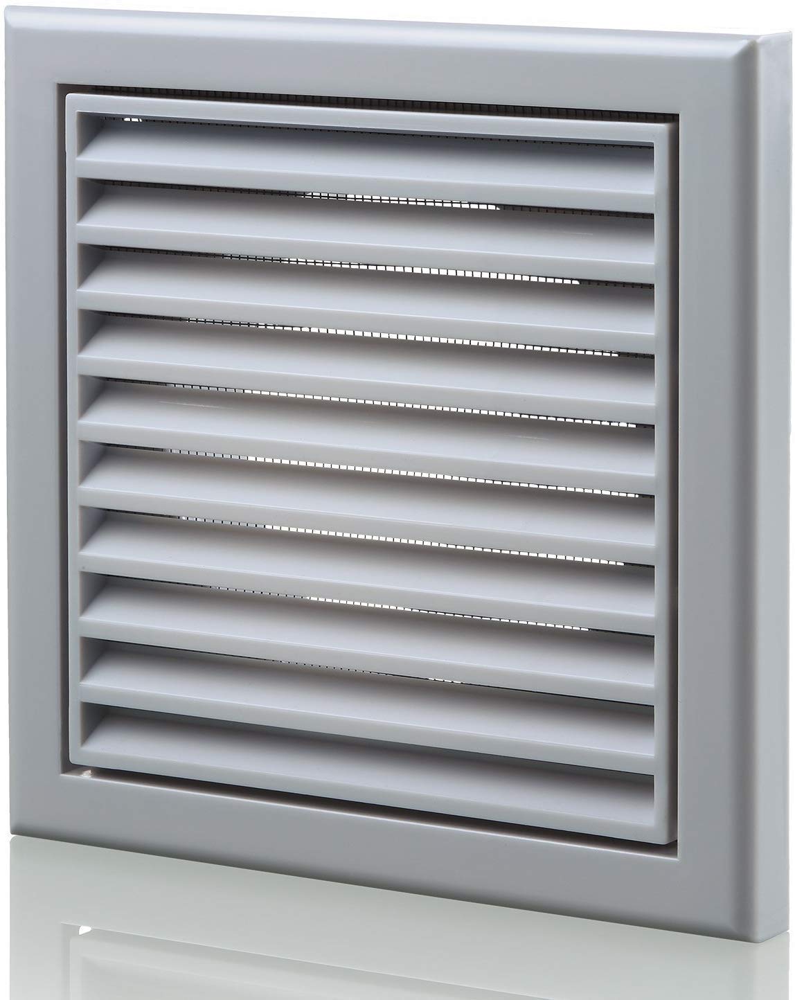 Decor 185X185/150HK Grey Plastic Cowled Hooded Air Ventilation Wall Grille with Round Spigot and Wind Baffle Backdraught Shutter, 150mm