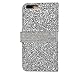 Iphone 7 Plus Wallet Case, 3D Bling Jelly Rhinestone PU Leather Flip Protective Cover Case with Magnetic Button Card Slot Function for Apple Iphone 7 Plus 5.5 Inch (Silver)