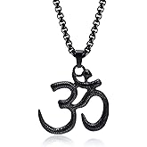 VNOX Om Yoga Pendant Necklace - Hindu Spiritual Amulet Jewelry with Sanskrit Symbol Om Aum Ohm/Lotus Pendant