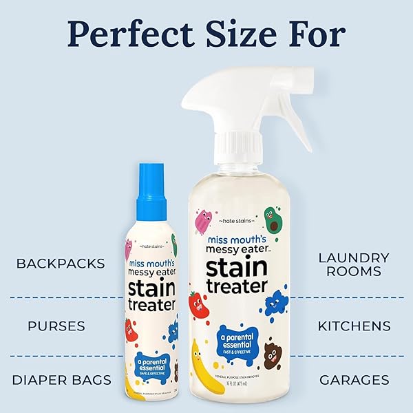 MISS MOUTH’S MESSY EATER STAIN TREATER SPRAY – STAIN REMOVER – NEWBORN & BABY ESSENTIALS – 2-PACK OF 16OZ STAIN REMOVER
