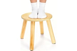 Goaste 10 Inch Wooden Step Stool, Solid Round Sitting Stools, Multi-Purpose Short Chair Perfect Matched Sensory Table, 4-Legg