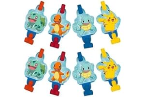 AMSCAN Pokemon Blowouts, 5" - 8 Count - Vibrantly Colored Party Accessory, Perfect for Any Pokemon-Themed Celebration