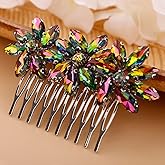 BERYUAN Crystal Flower Hair Comb for Women Prom Crystals Headpiece Wedding Handmade Hair Accessories for Bride Bridemaid