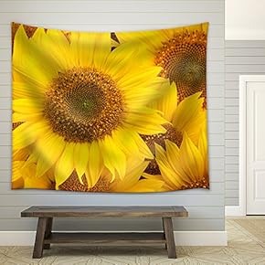 Sunflowers Closeup - Fabric Wall Tapestry Home Decor - 51x60 inches