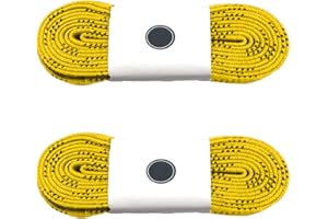 Silfrae Waxed Skate Hockey Laces, Sold in Two Pairs, Heavy Duty, Perfect for Hockey, Roller Derby, and Skates, and Boots, Multi-Size and Multi-Color Available. (Yellow, 72")