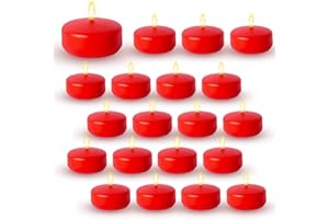 AXIOM HOME Axiom Red Floating Candles for Centerpieces - Floating Candle 2 inch Hand-Rolled Paraffin, Cotton Wicks, 4-Hour Clean Burn (Red (Unscented), 24 Count)