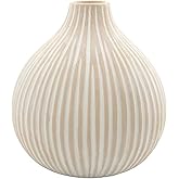 47th & Main Striped Droplet Ceramic Vase, 4.5" x 4.75", Blush Pink