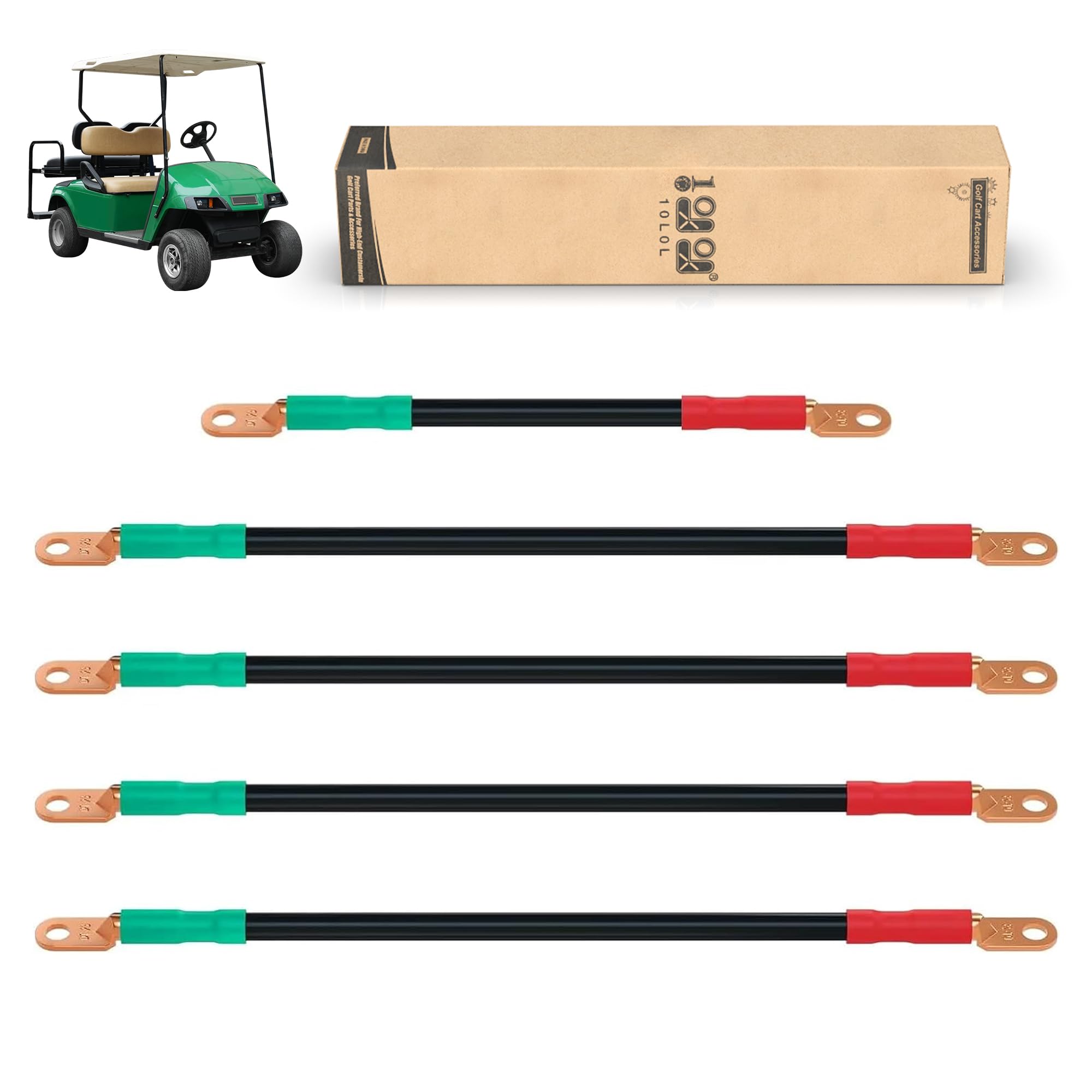 Photo 1 of 10L0L Golf Cart Battery Cable Set for Yamaha G22 48V - 4 Gauge 5-Piece Golf Cart Battery Cable Wiring Harness with Ultra-Long Pure Copper Lugs