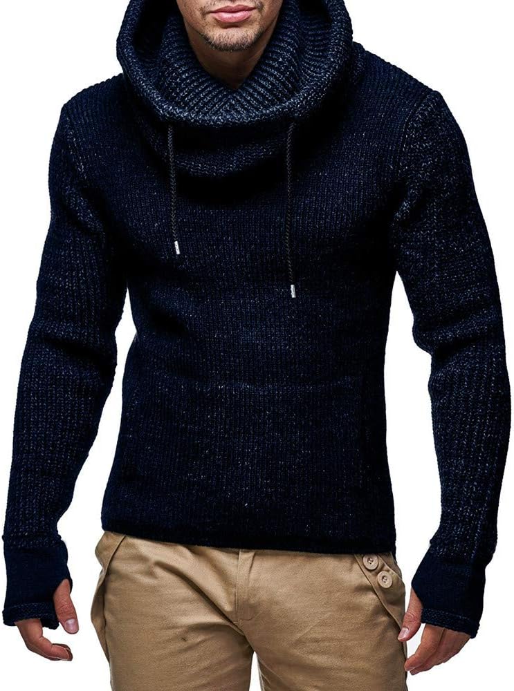 Muranba Men's Autumn Winter Pullover Knitted Hooded Sweater Coat
