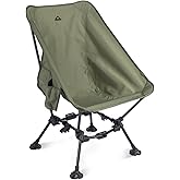 iClimb Two-Heights Light Compact Comfortable Camping Folding Beach Chair with Anti-Sinking Large Feet and Carry Bag