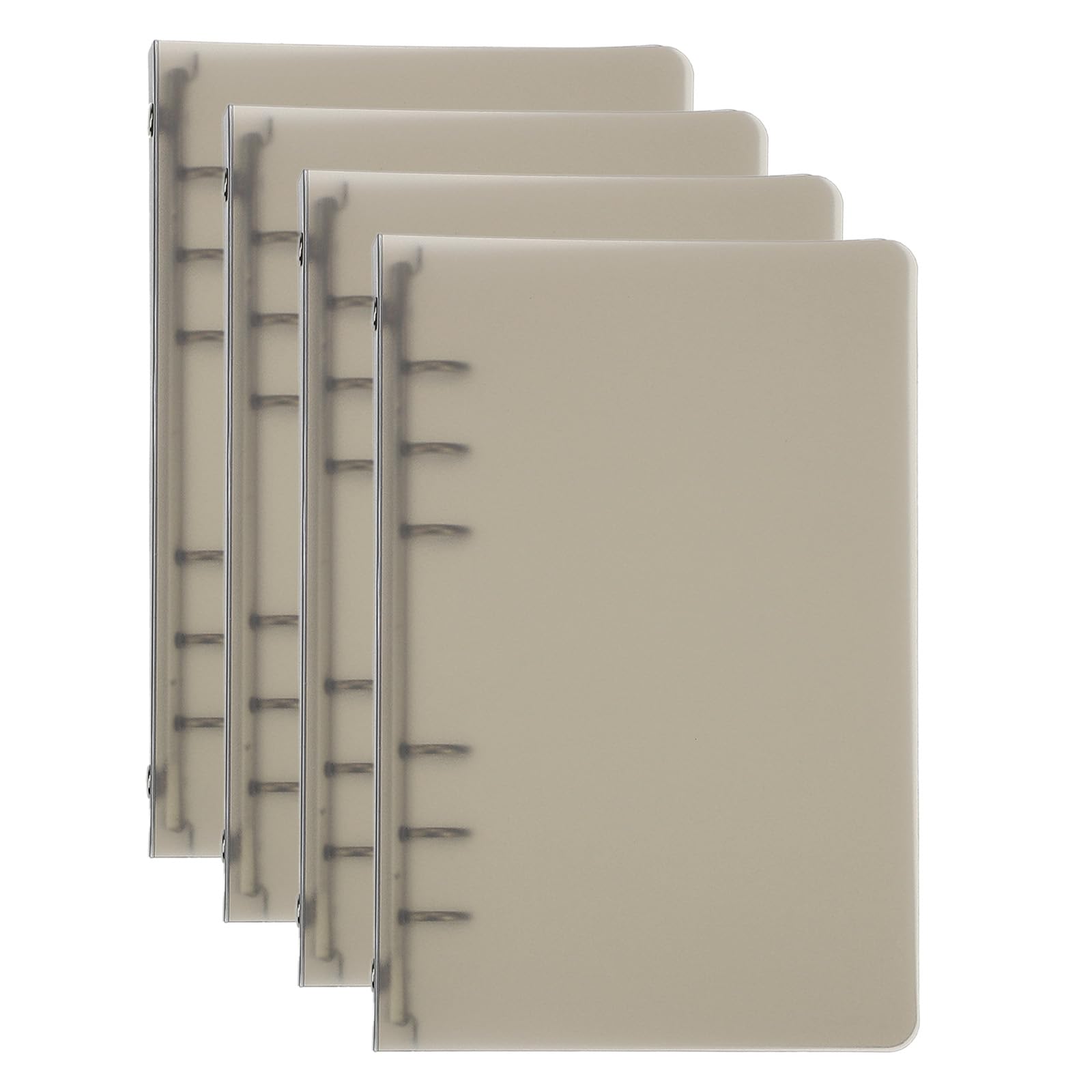 Patikil A6 Binder Cover, 4 Pcs PP Loose Leaf Binder Protector Round Ring Cover Refillable Notebook Meeting Folder, Brown