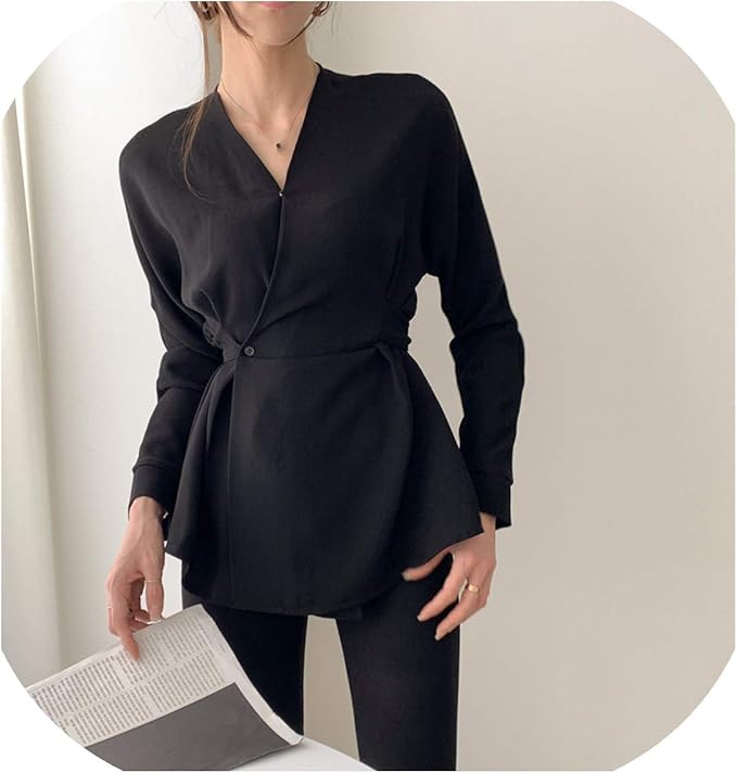 v neck black shirt women