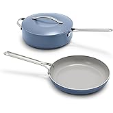 GreenPan Nova 10” Frying Pan Skillet and 4.37QT Sauté Pan with Lid, Oprah’s Favorite Things 2024, PFAS-Free Ceramic Nonstick, Induction Suitable, Sear, Fry, Broil, Dishwasher & Oven Safe, Ocean Blue