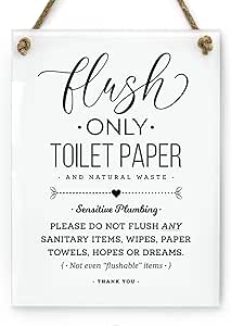 Cartello Per Bagno Umoristico 'Flush Only Not Hopes & Dreams' – Acrilico 15x20 Cm Con Corda, Prodotto USA