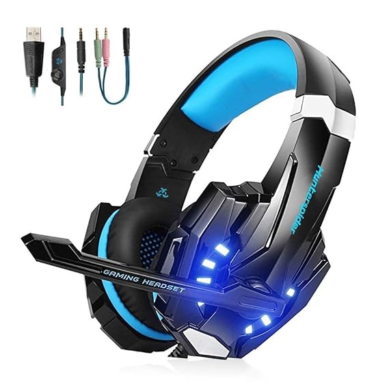 VTAKOL V9 Gaming für PS4, 3.5mm Surround Sound Kabelgebundenes Gaming Kopfhörer mit Mikrofon, LED-Licht, Kopfhörer für Laptop