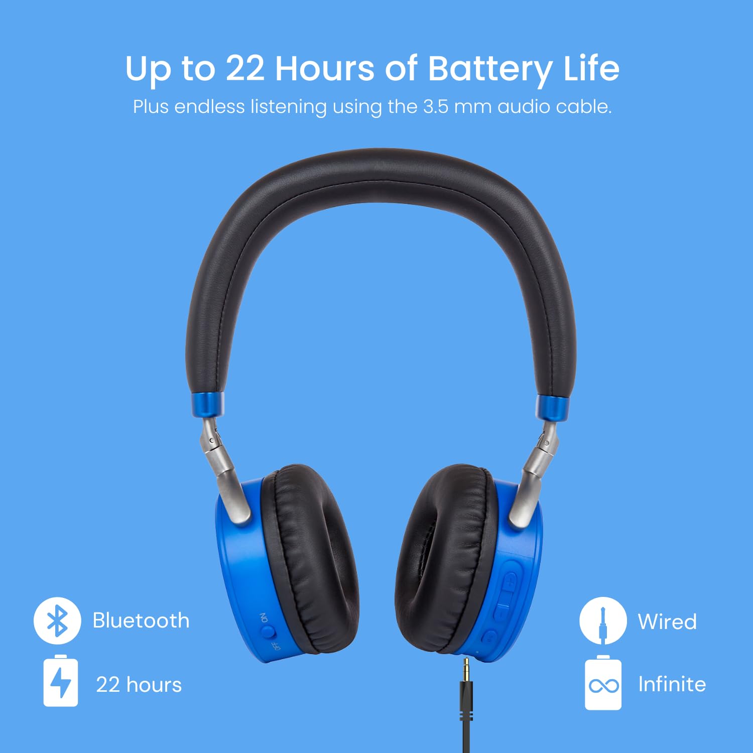 Casque Bluetooth Enfant Puro Sound Labs JuniorJam Plus - Volume Limité 85dB, 22H Autonomie Bleu