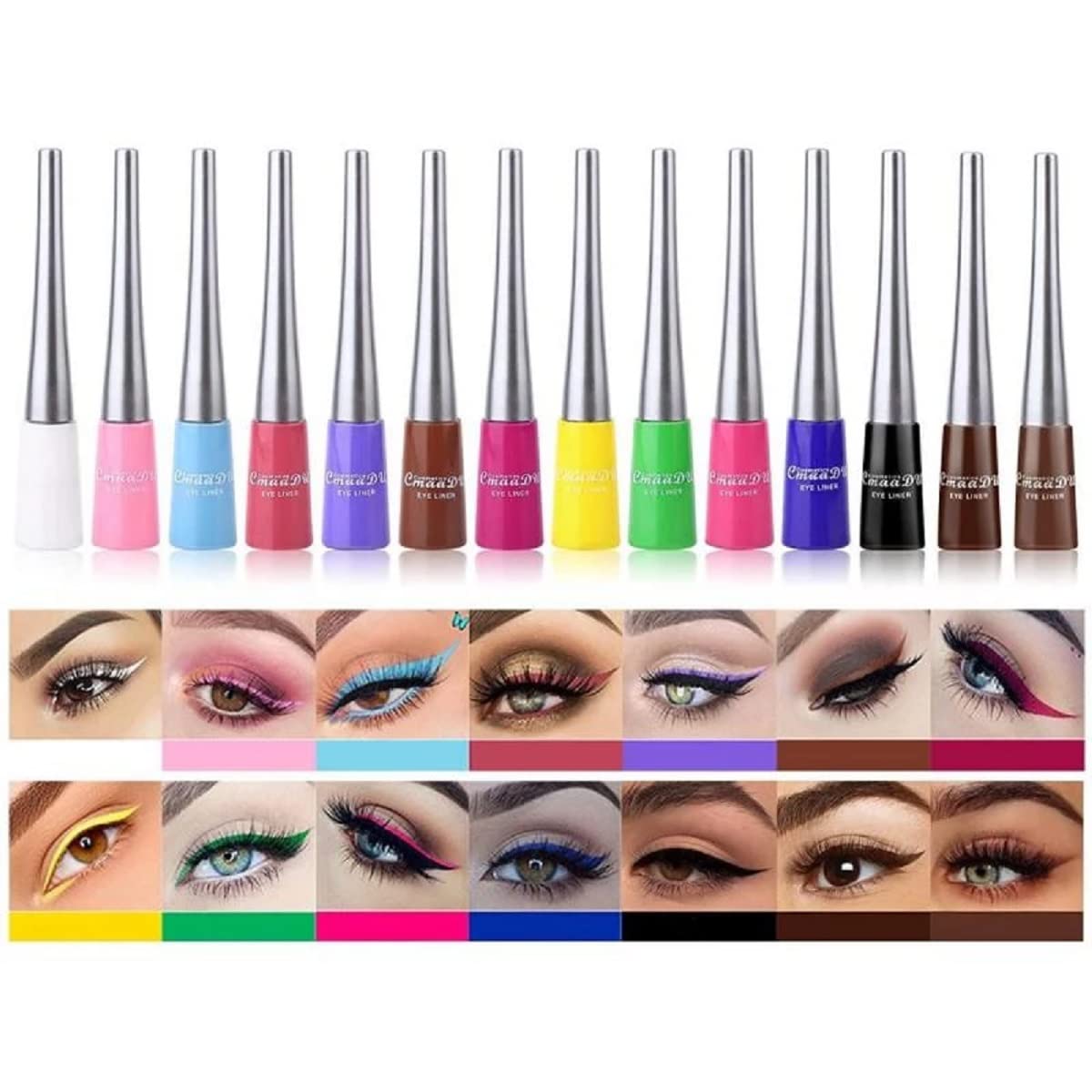 14 Color Liquid Eyeliner - Matte, Quick-Drying, Waterproof, Highly Pigmented, Candy Color Eyeliner
