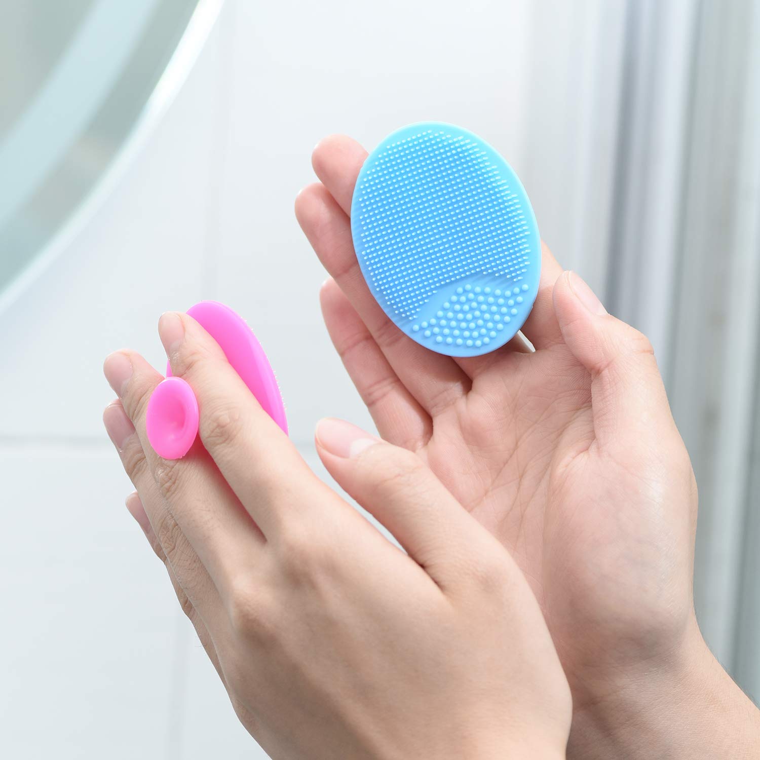 Face Scrubber,2 Pack Soft Silicone Scrubbies Facial Cleansing Pad Face Exfoliator Face Scrub Face Brush Silicone Scrubby for Massage Pore Cleansing Blackhead Removing Exfoliating,Cool Gift for Girl: Beauty