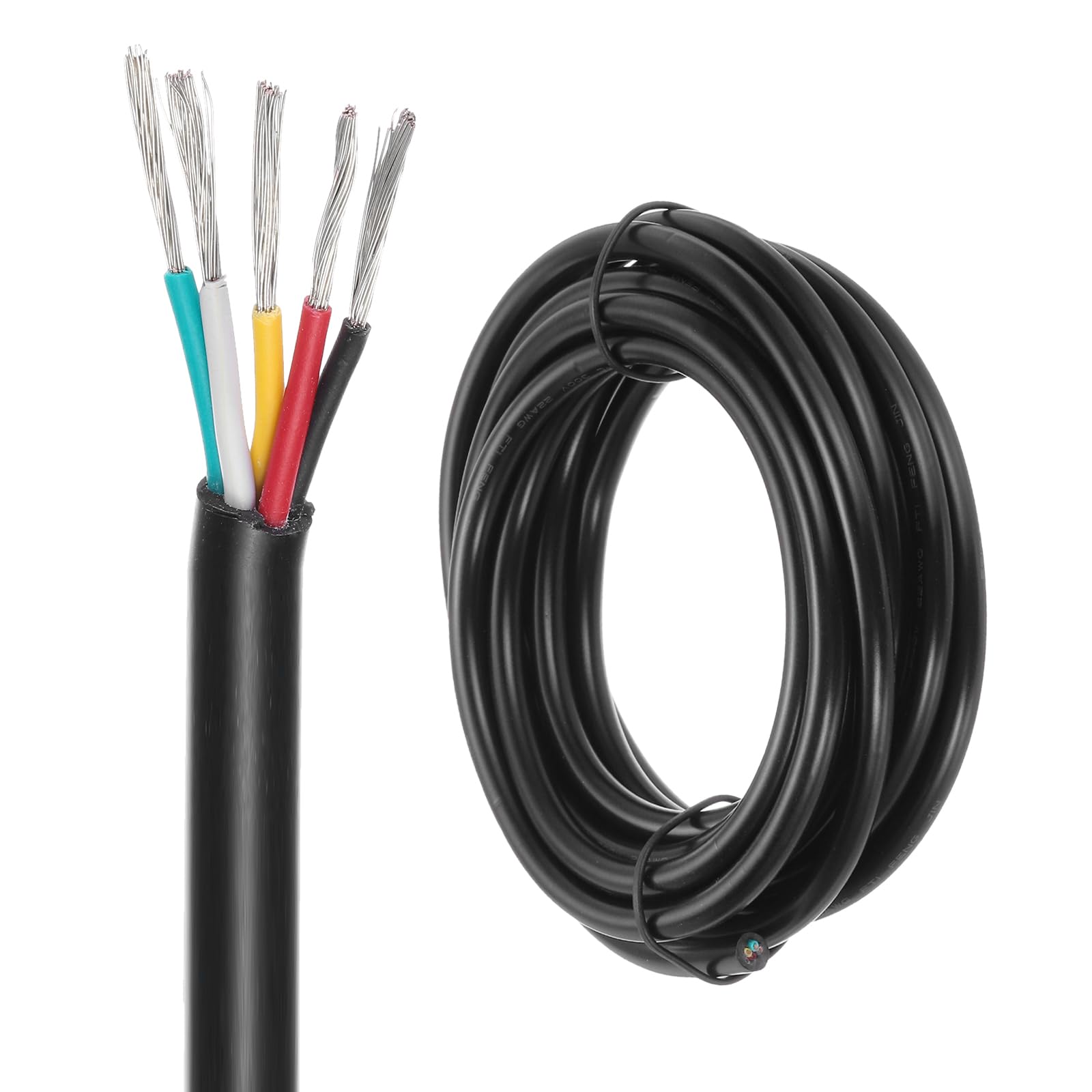 DMiotech 22 Gauge Wire Electrical Wire 5 Conductor, 22 AWG Extension Cable Cord 10 Ft/3 m UL2464 300V Stranded Tinned Copper Wire for LED Lighting Automotive