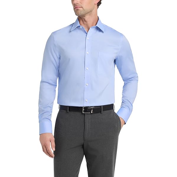 slim fit dress slacks Kenneth Cole Men's Dress Shirt Regular Fit Stretch Collar Non Iron Solid main image 1