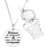 HUTIMY Basketball Necklace for Women Teen Basketball Team Themed Jewelry Stuff Basketball Necklaces