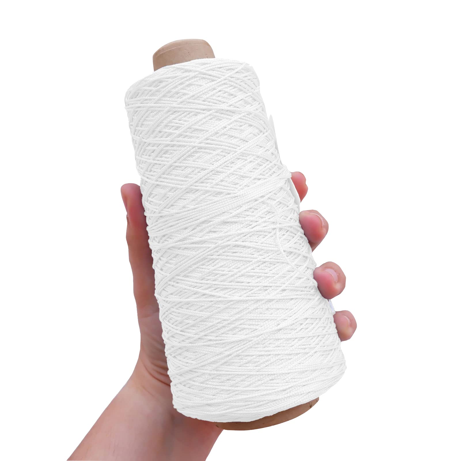 TEXTEX = Cuquillo Chain Thread. Yarn for Knitting and Crochet. Composition 100% Rayon. 1 Cone of 200grs and 600mts (White)