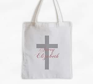 Bolsa de lona de algodón con nombre de cruz personalizada, regalo