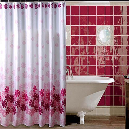 RFVBNM Peach Blossom thickening Waterproof polyester shower curtain partition curtain bathroom Curtains 220cm W200cm L