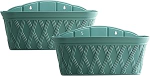 Mr.Garden 17 Inch Garden Planter Rectangular Plastic Planter Self-Watering Wall-Mounted, Green, 2Pack