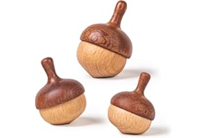 Wooden Spinning Tops Montessori Toy | 3 Pcs Handcrafted Tops for Kids 3+, Smooth & Safe, Gift-Ready | DadCarved