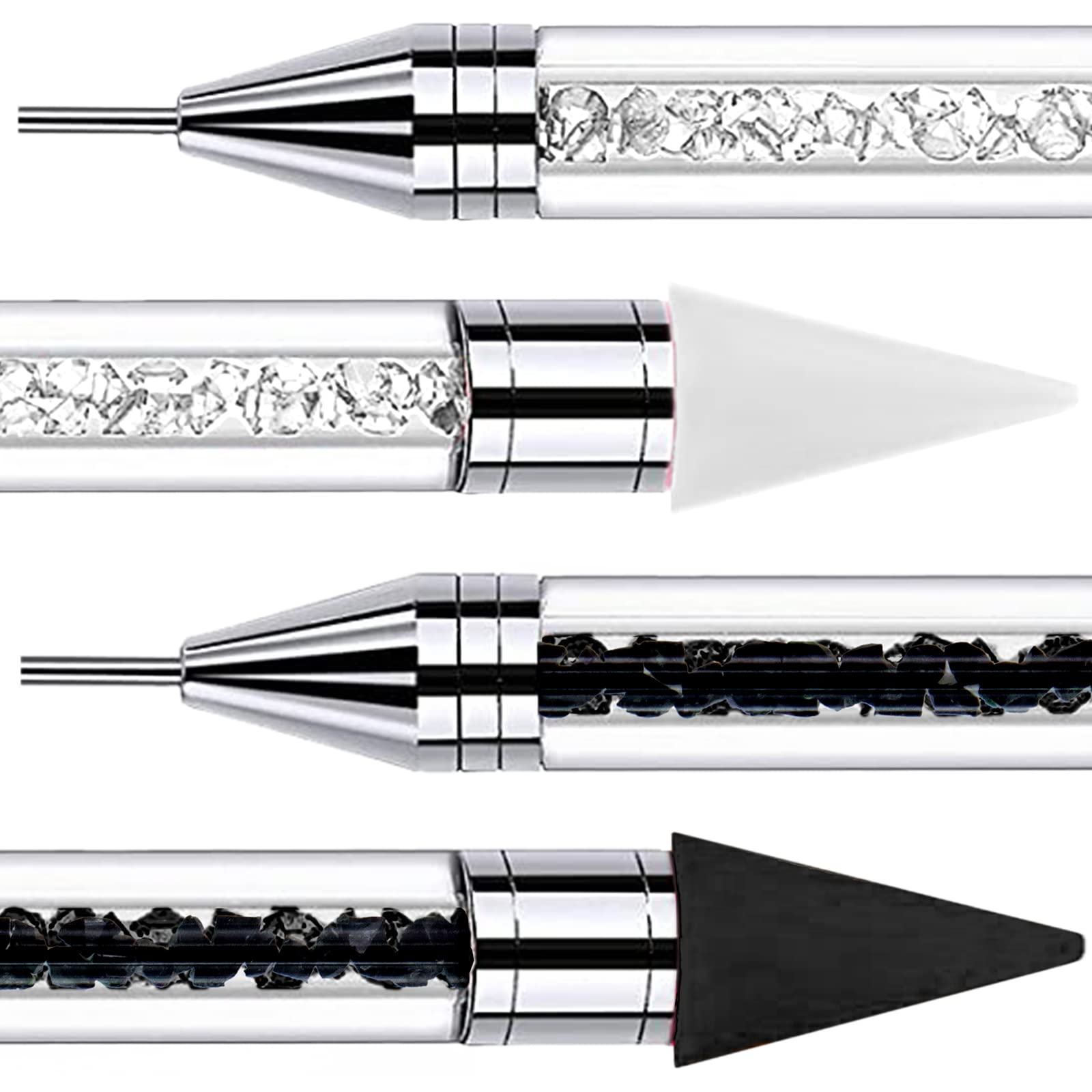 SPOKKI 2 CS Diamond Art Pens No Wax Needed, Self-Stick Drill Pens for DIY Crafts, Cross-Stitch, Nail Art (White+black)