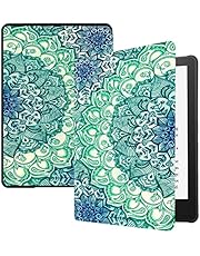 Grand Sky Case for Kindle Paperwhite 6.8" 2021, Ultra Lightweight Slim PU Leather Protective Cover with Smart Auto Wake/Sleep (Emerald Illusions)