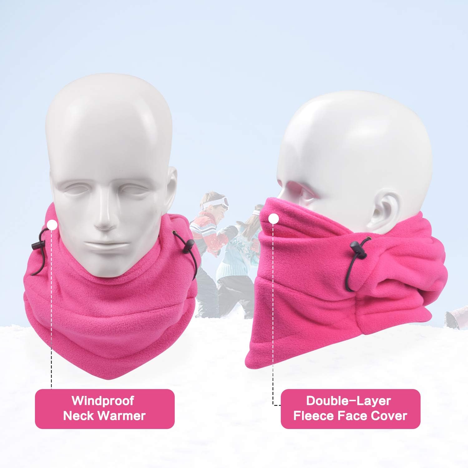 Kids Ski Mask Balaclava Face Mask Fleece Hood Windproof Neck Warmer Adjustable Winter Hats for Toddlers Boys Girls: Clothing