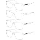 OLOMEE Large Reading Glasses Mens Oversized Wide Readers 2.50 Lightweight Clear Magnifying Cheaters for Men W/Big Head 4 Pack