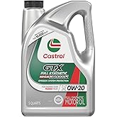 Castrol GTX Full Synthetic High Mileage 0W-20 Motor Oil, 5 Quart