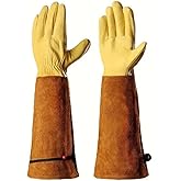 Cxqunzon Leather Work Gloves, Reinforced Durable Gardening Gloves,Cowhide Work Gloves,Puncture & Cut Resistant