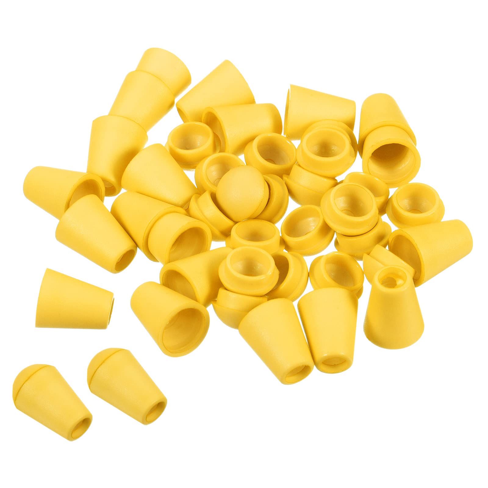 PATIKIL Bell End Stopper, 100 Pack Cord Rope Lock for Drawstring Bag, Yellow