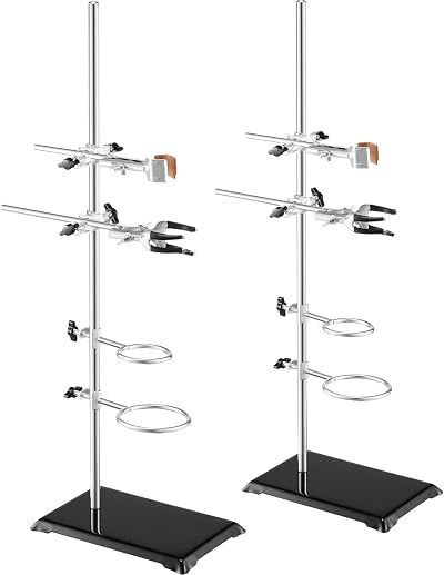VEVOR Lab Stand Support 2 Sets Steel Retort Stand 23.6" Rod Cast Iron Base