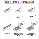 GLARKS 156Pcs Shelf Pins Kit 6 Styles 5mm Dowel 6mm Brackets Nickel view 2