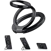 Nillkin MagSafe Phone Grip Ring Holder for Dual-Sided Magnet, Removable Magnetic Phone Ring Holder for iPhone 17/16/Pixel Snap Grip, Carbon Fiber, MagSafe Ring Stand, Accessories for iPhone, Black ﻿