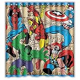 Custom Marvel Comics Superheroes Waterproof Bathroom Shower Curtain Polyester Fabric Shower Curtain Size 66 X 72