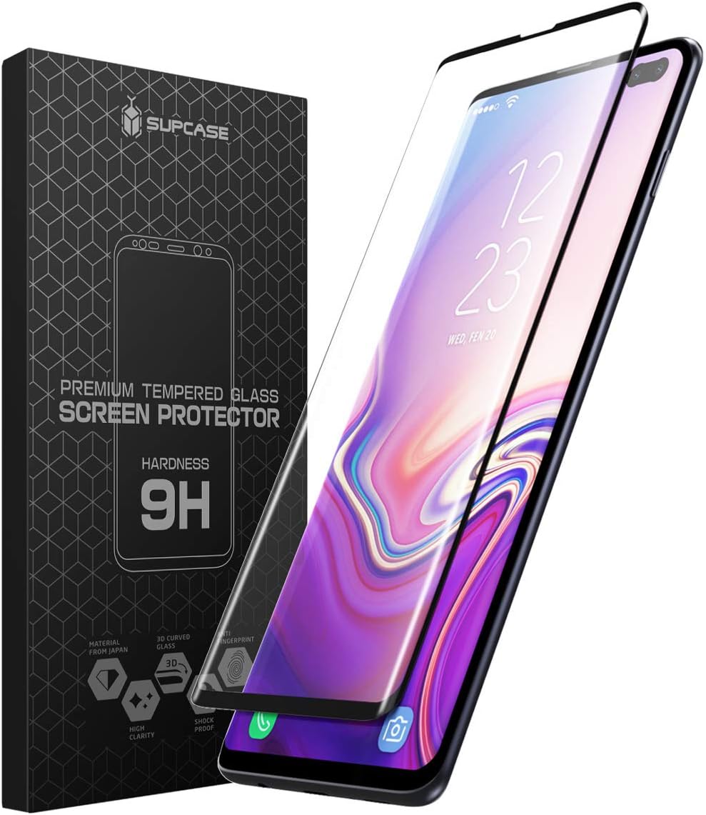 SUPCASE 3D curved Screen Protector for Samsung Galaxy S10 Plus 2019, [Support In-Screen Fingerprint ID] Bubble Free [Case Friendly] (1-Pack)