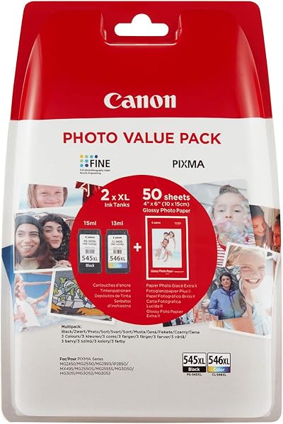 Canon PG-545XL CL-546XL Ink Cartridge Multipack & Photo Paper Value Pack
