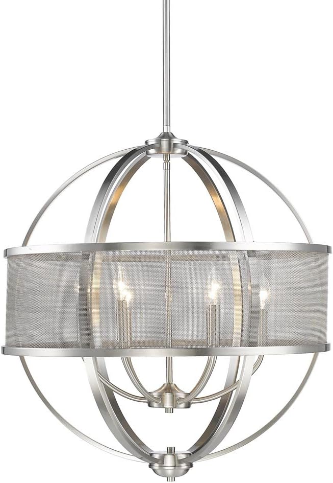 Golden Lighting 3167-6 PW Colson Chandelier, Pewter with Pewter Shade