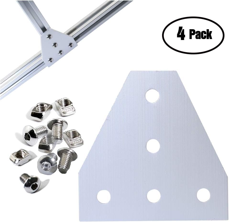 Boeray 4pcs T-Slot T Shape Joining Plate and 20pcs M8x16 Hex Screw and 20pcs T nut, for 4040 Aluminum Profile