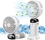 Jsdoin Hand Held Fan Portable USB Rechargeable 5 Speeds LED Display White