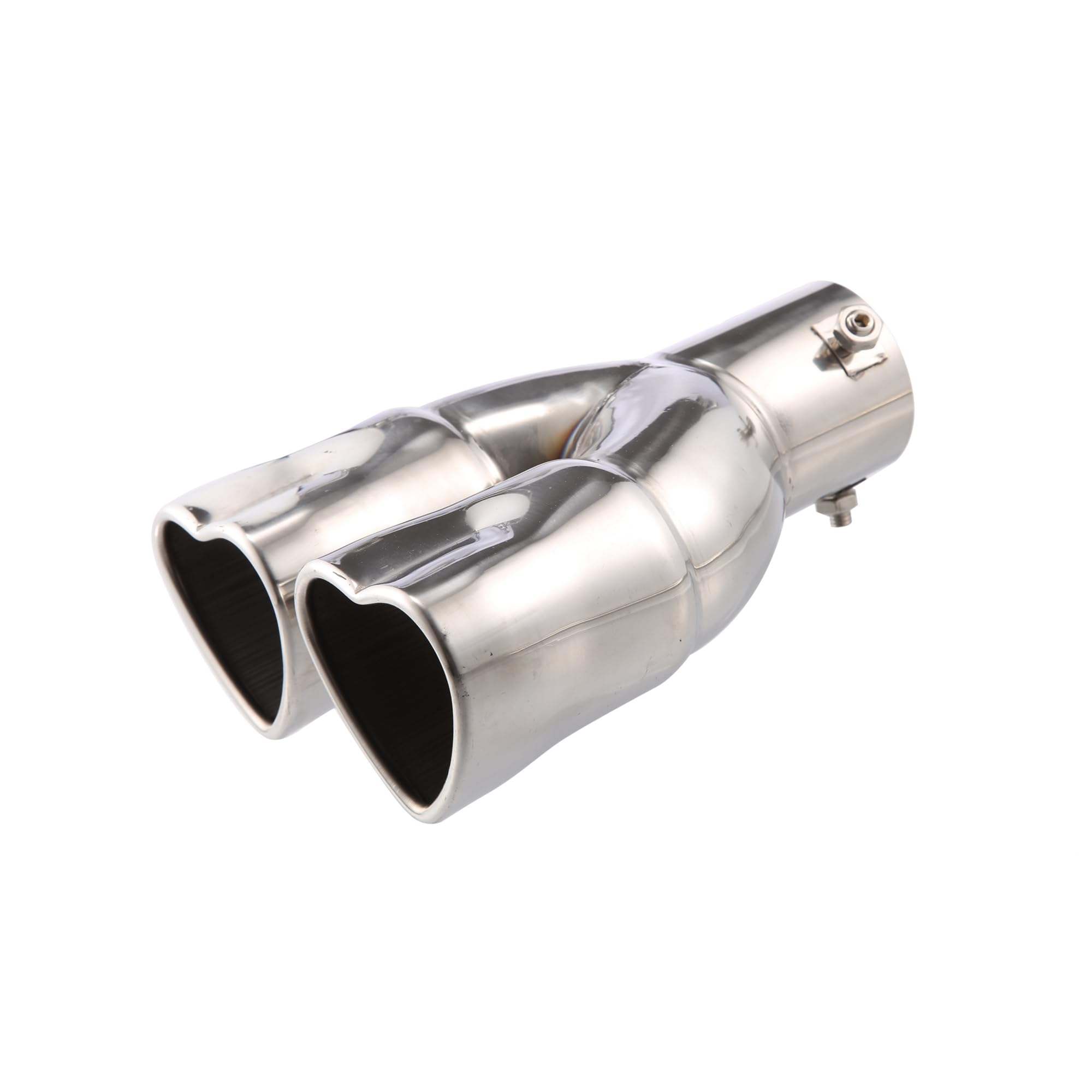 Photo 1 of REPAIROCK 63mm 2.48" Inlet Straight Type Heart Shape Universal Exhaust Pipe Muffler Tip Tailpipe Bolt-On for Car Truck 8.1" Length Stainless Steel Silver Tone Auto Replacement Parts