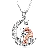 PROESS Guitar/Violin/Flute/Cello/Painting/Piano/Ballet Necklace 925 Sterling Silver Moon Pendant Necklace Artist Music Dance Jewelry for Women