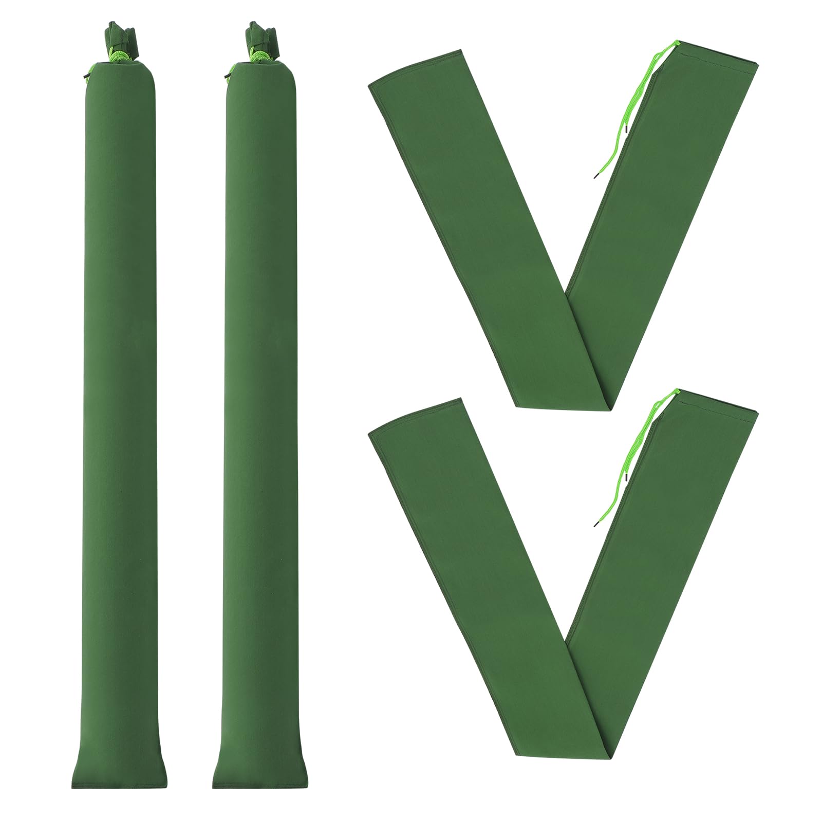 PATIKIL 6' x 6" Sand Bag for Flooding, 4 Pack Long Canvas Sandbags Thickened Water barriers for Flooding with Binding Elastic Band for Door Flood Control, Green